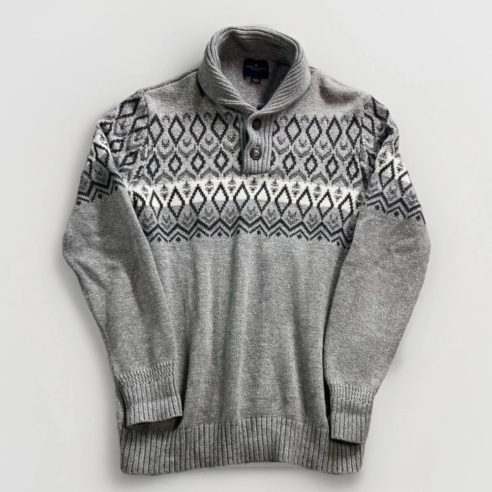 American Eagle Fair Isle Sweater Men's Size Medium Warm Fall Winter Christmas